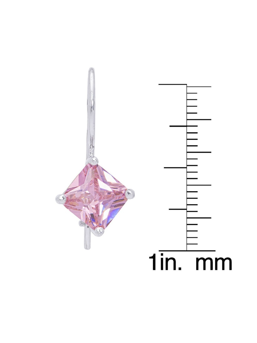 Pink Topaz Simulated Sterling Silver Pink Square-Cut Drop Earrings - Picture 2 of 4